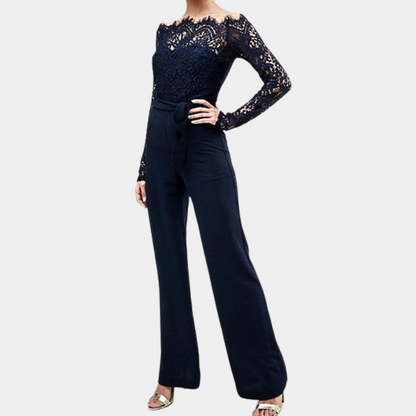 Women's Lace Jumpsuit - Sleek Off Shoulder Party Dress