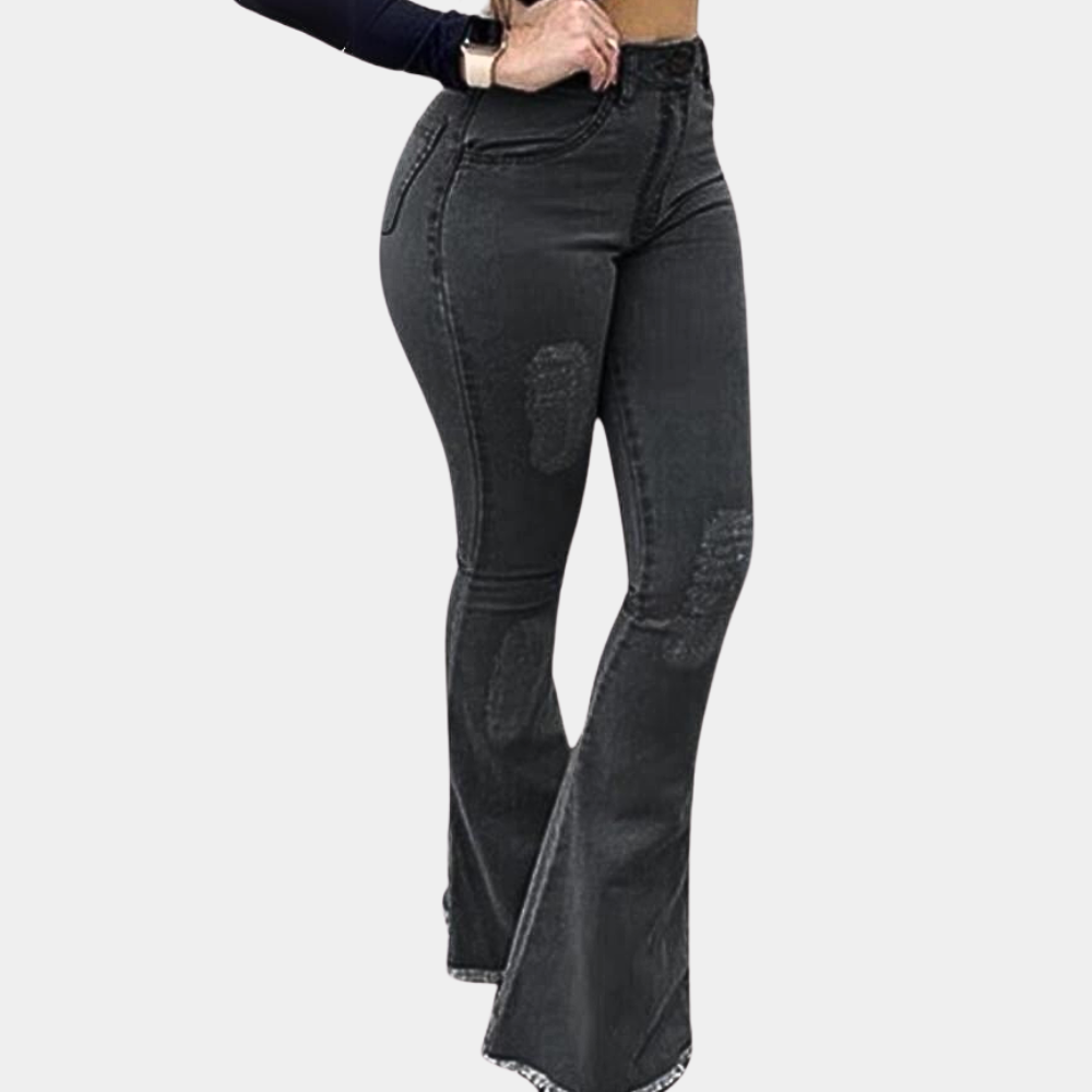 Relaxed Fit High Waisted Distressed Women's Jeans