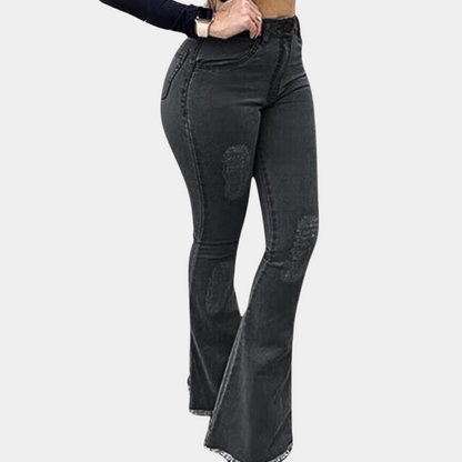 Relaxed Fit High Waisted Distressed Women's Jeans