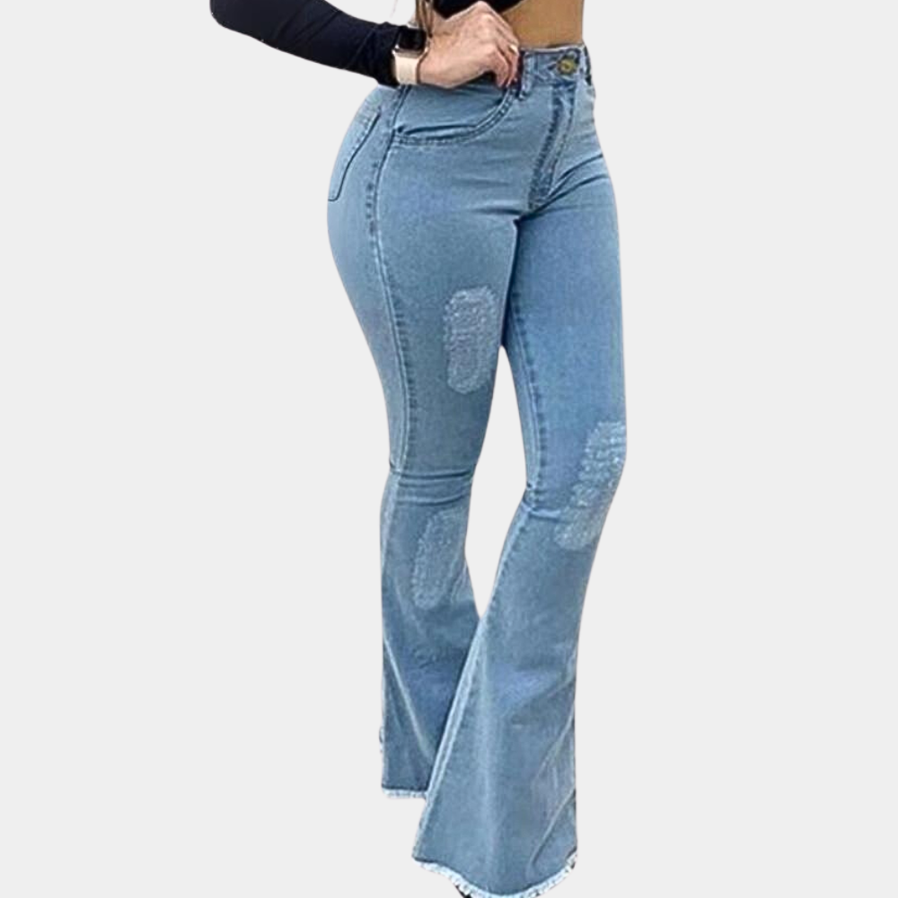 Relaxed Fit High Waisted Distressed Women's Jeans