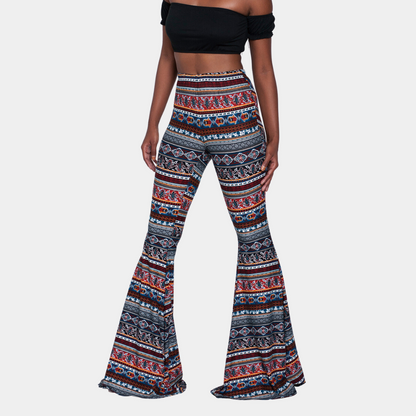Women's High Waisted Flare Pants Boho Chic Style - Nocini