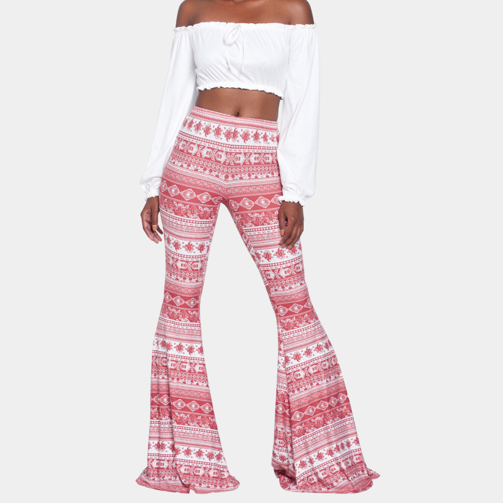 Women's High Waisted Flare Pants Boho Chic Style