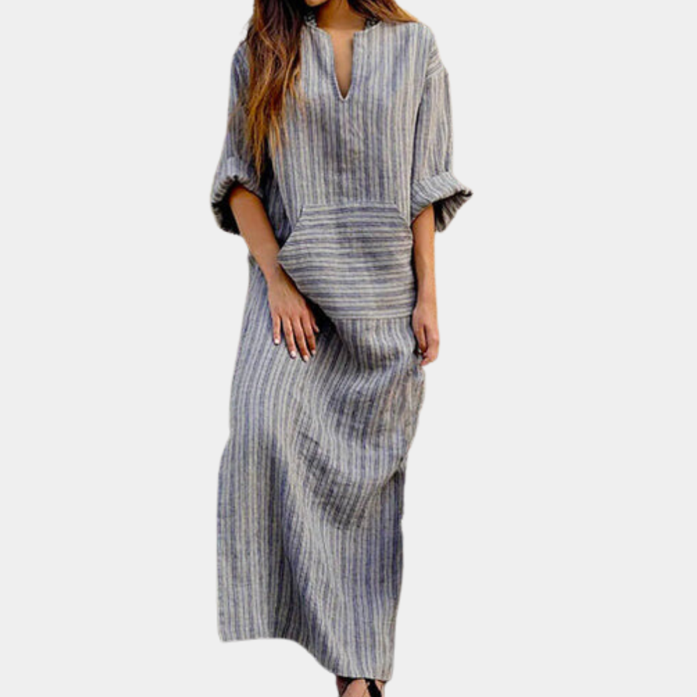 Flowy Maxi V Neck Summer Dress for Women - Nocini