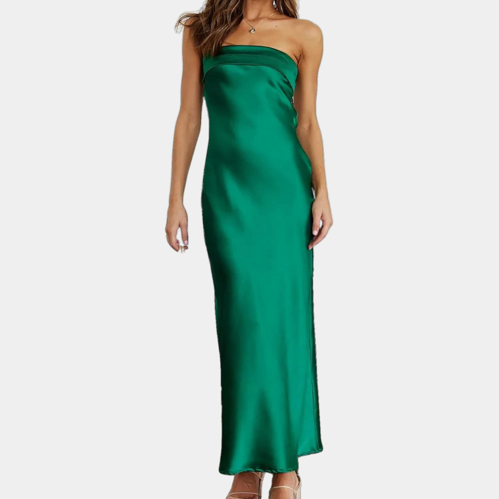 Luxury Formal Evening Gown Strapless Satin Style