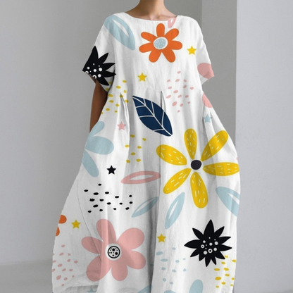 Relaxed Fit Floral Long Sleeve Maxi Dress