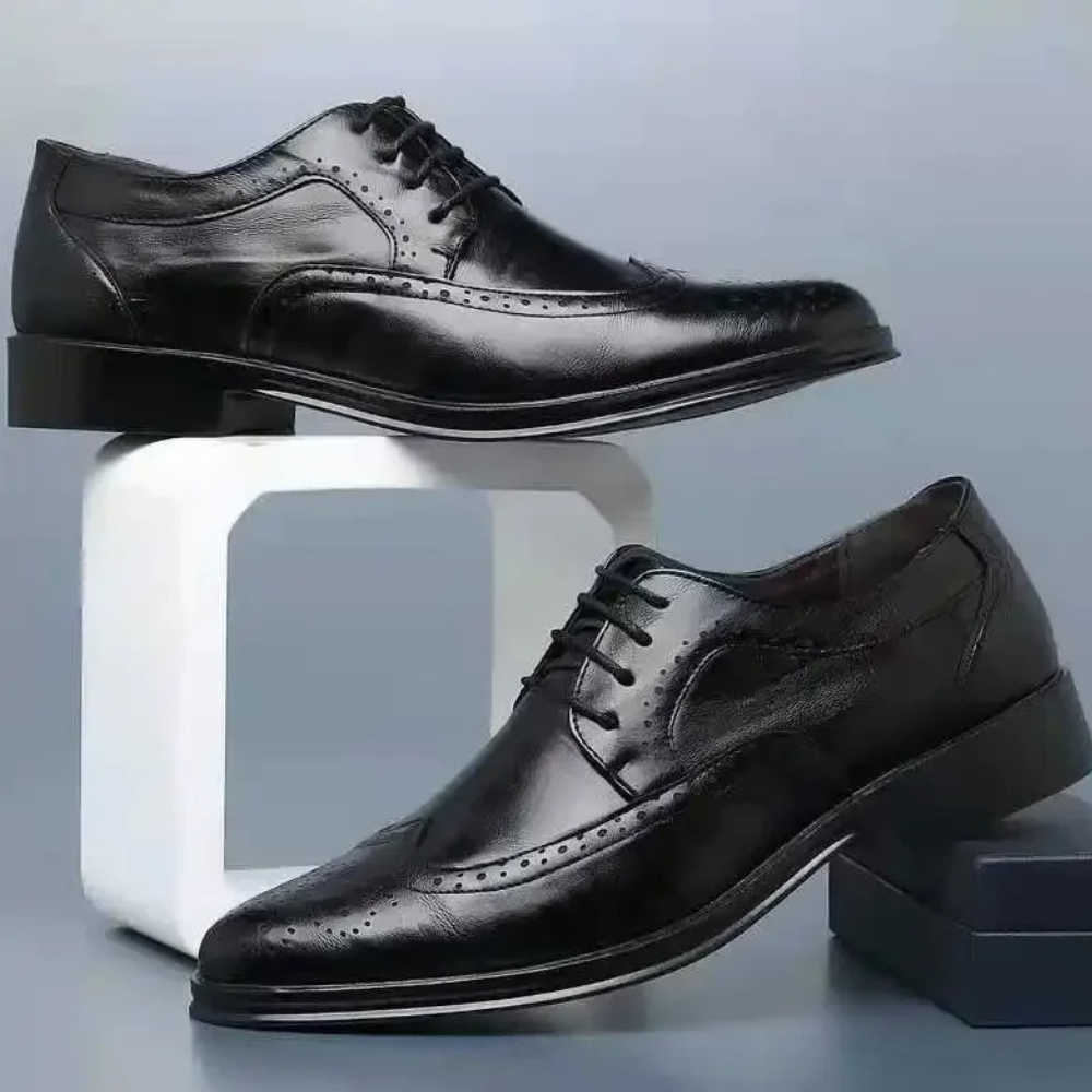 Classic Black Leather Dress Shoes for Men - Olytrend