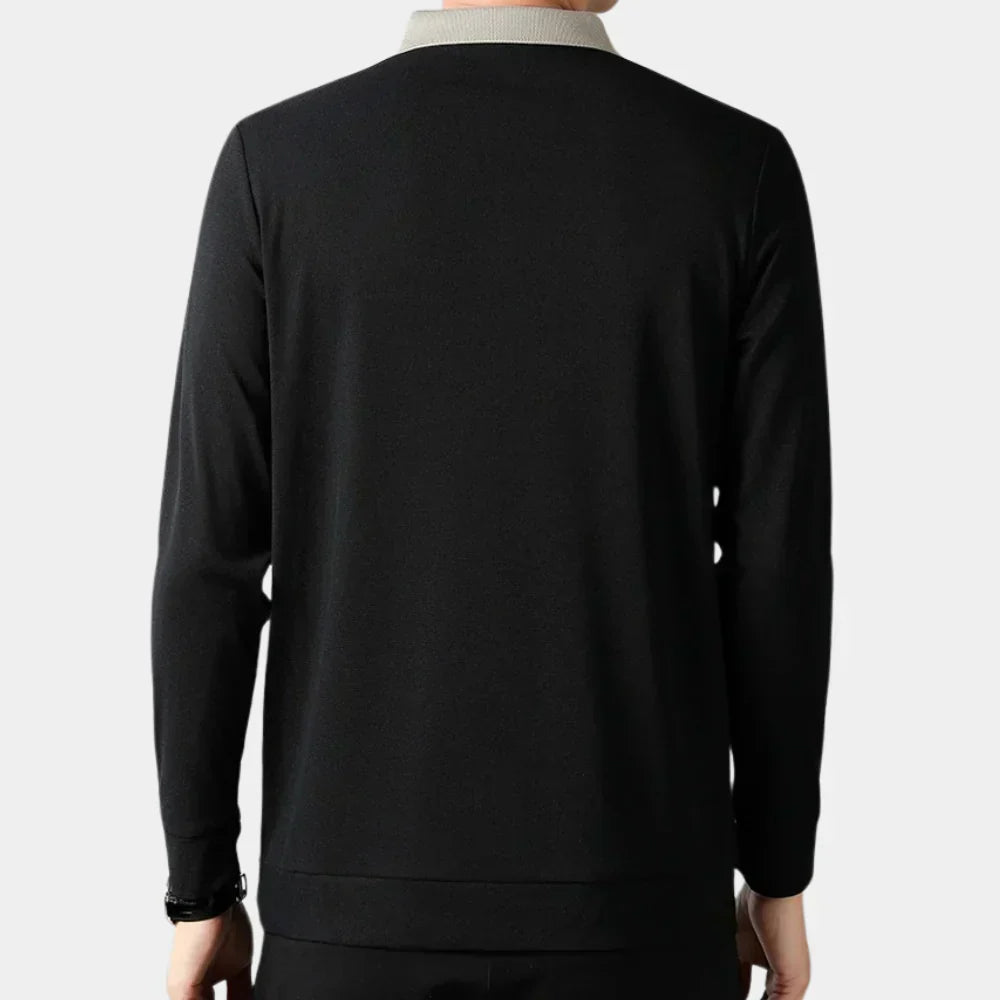 Relaxed Fit Mens Long Sleeve Polo Shirt