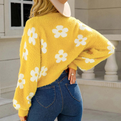 Women's Pretty Floral Knit Sweater