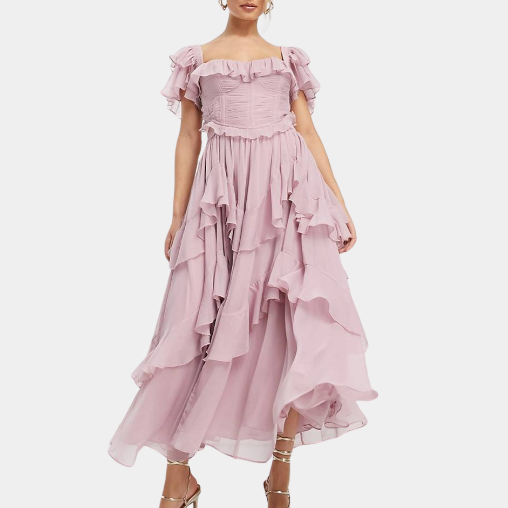 Chic Ruffled Midi Dress for Women - Nocini