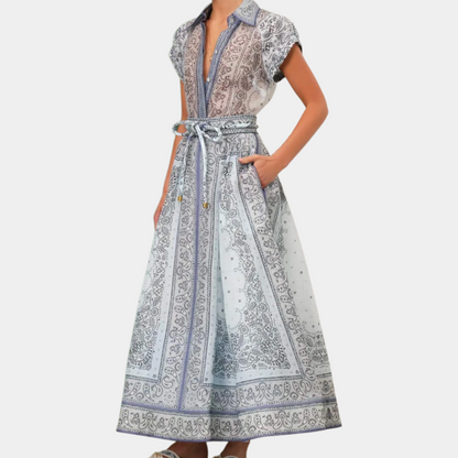 Casual Summer Dress with Pockets and V Neckline