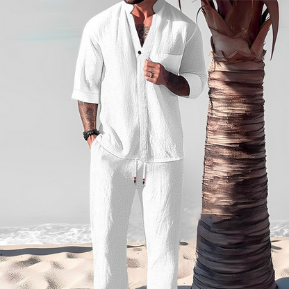 Relaxed Fit Men's 2-Piece Linen Sport Suit