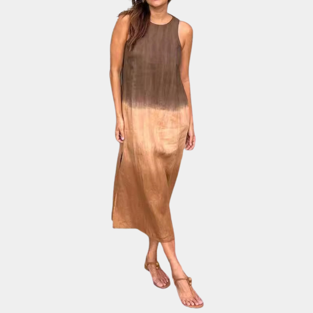 Loose Fit Summer Dress - Sleeveless V Neck - Casual Comfortable