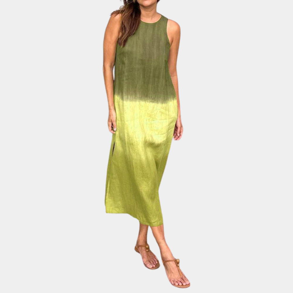 Loose Fit Summer Dress - Sleeveless V Neck - Casual Comfortable