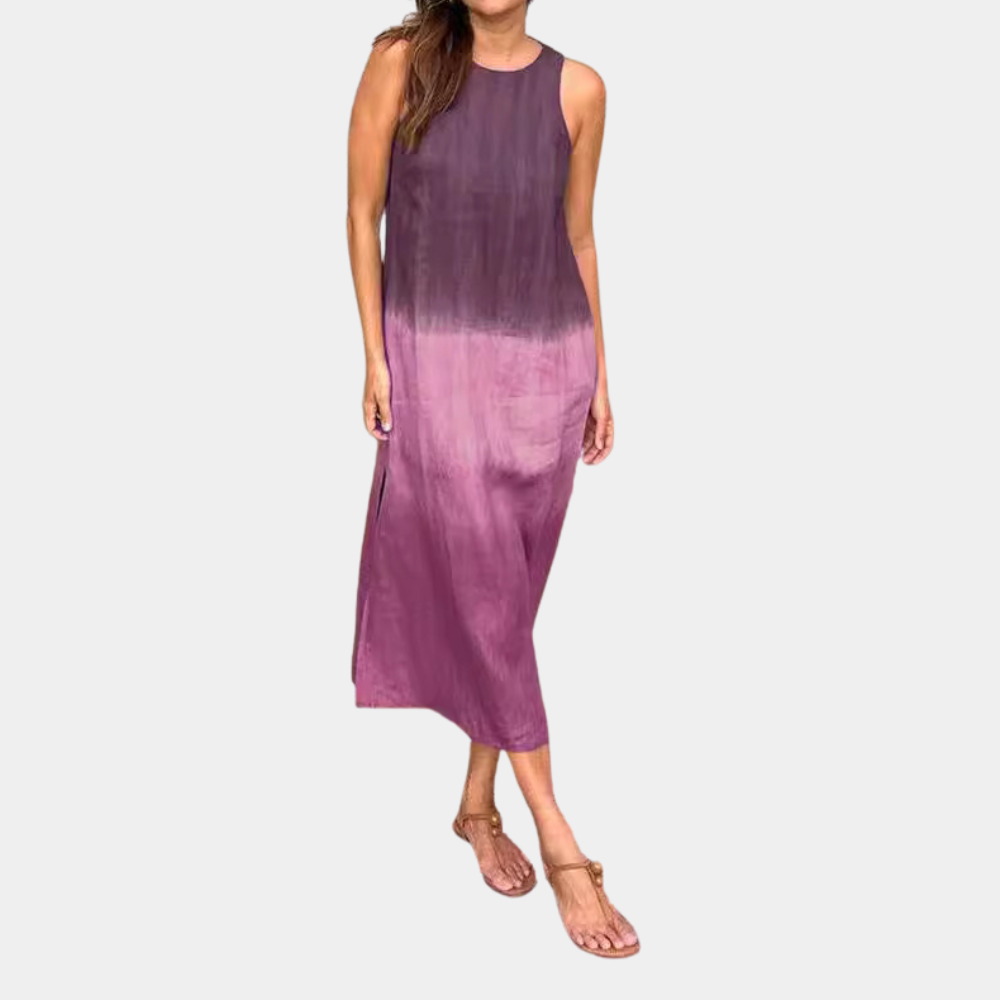 Loose Fit Summer Dress - Sleeveless V Neck - Casual Comfortable