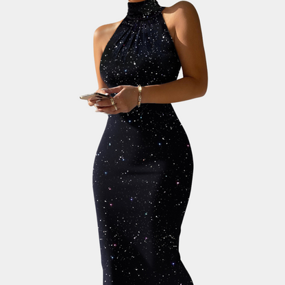 Luxury Strapless Formal Gown with Star Print