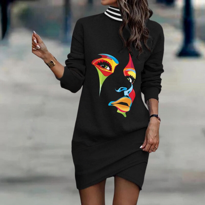 Comfy Women's Animal Print Long Sleeve Dress