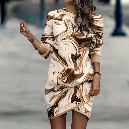 Comfy Women's Animal Print Long Sleeve Dress