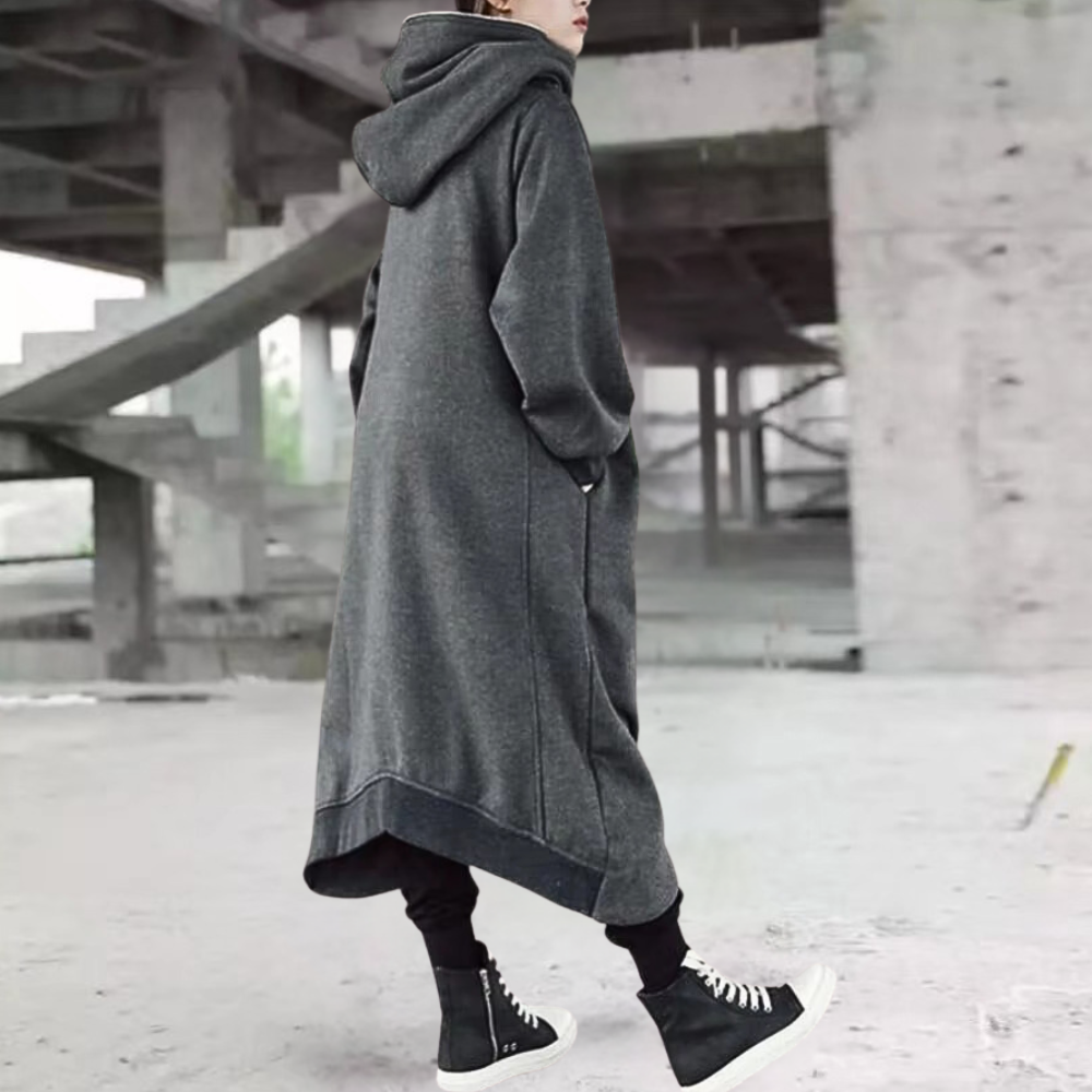 Warm Women's Parka Coat with Hood and Zipper
