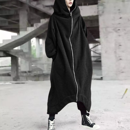 Warm Women's Parka Coat with Hood and Zipper - Olytrend