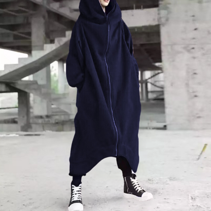 Warm Women's Parka Coat with Hood and Zipper