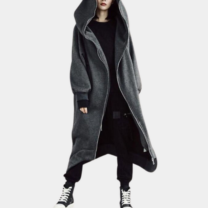 Warm Women's Parka Coat with Hood and Zipper