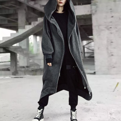 Large Women's Parka Coat with Hood and Zipper