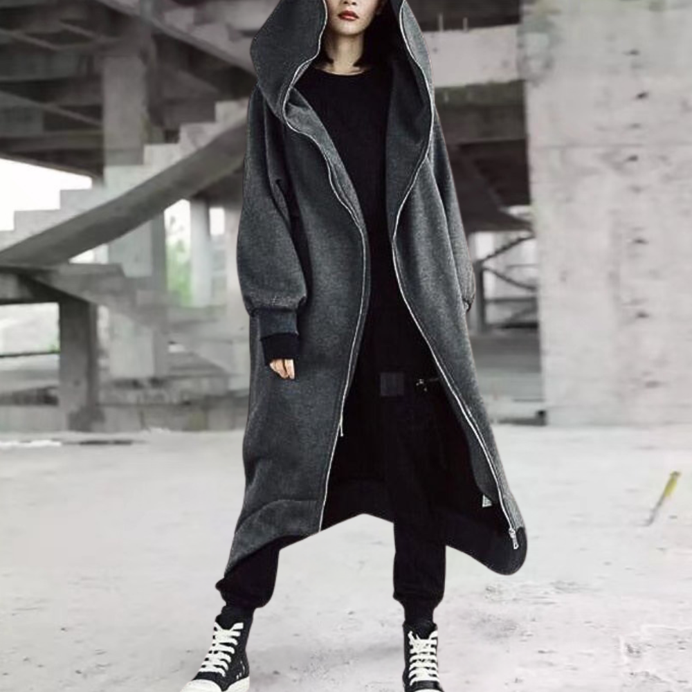 Warm Women's Parka Coat with Hood and Zipper