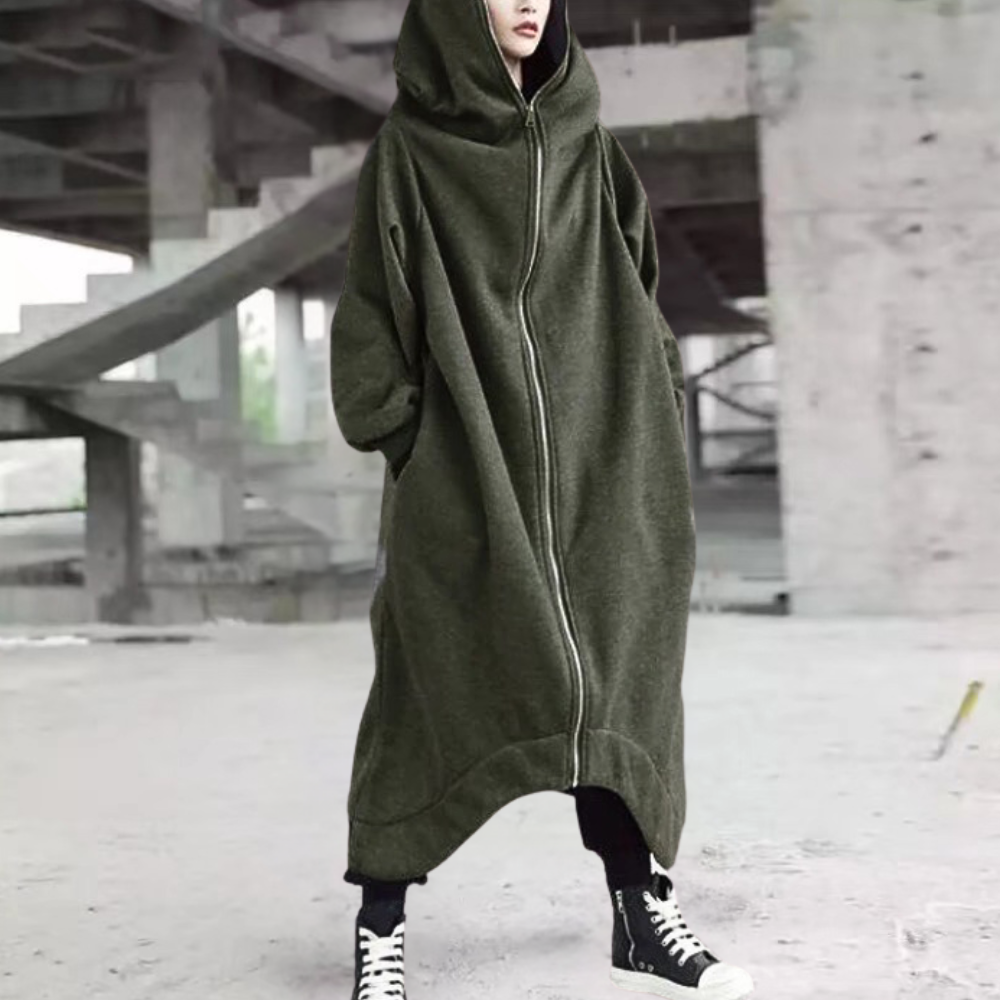 Warm Women's Parka Coat with Hood and Zipper