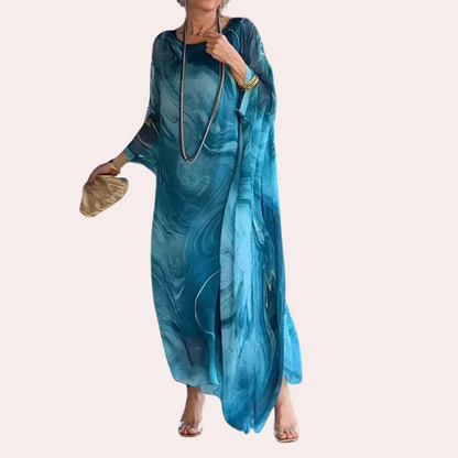 Relaxed Fit Womens Maxi Dress Marble Print