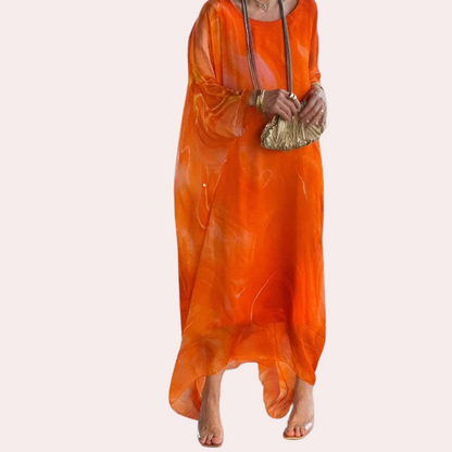 Relaxed Fit Womens Maxi Dress Marble Print