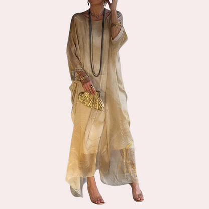 Relaxed Fit Womens Maxi Dress Marble Print