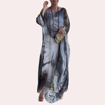 Relaxed Fit Womens Maxi Dress Marble Print