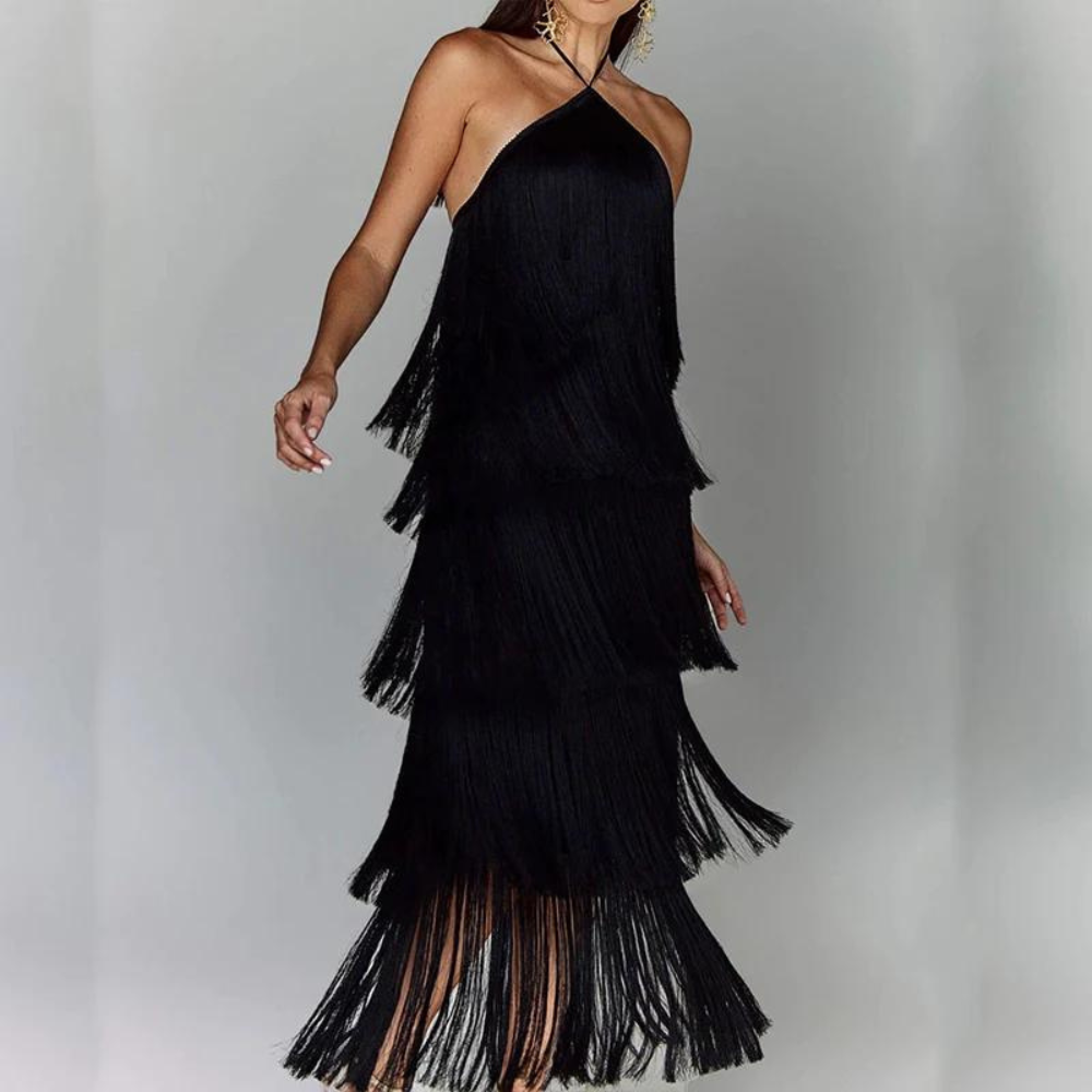 Chic Summer Dress with Ruffles and Tassels - Nocini