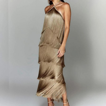 Chic Summer Dress with Ruffles and Tassels