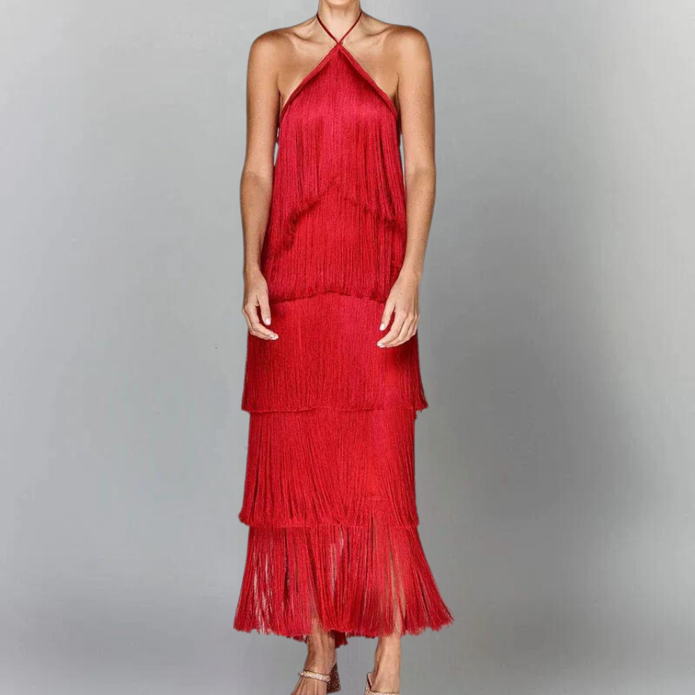 Chic Summer Dress with Ruffles and Tassels