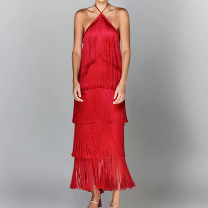 Chic Summer Dress with Ruffles and Tassels