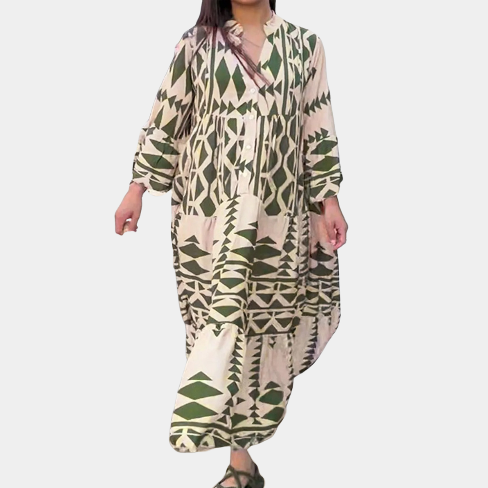 Relaxed Fit V Neck Maxi Dress Floral Print