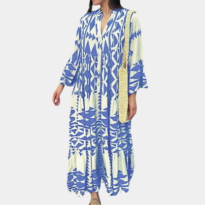 Relaxed Fit V Neck Maxi Dress Floral Print
