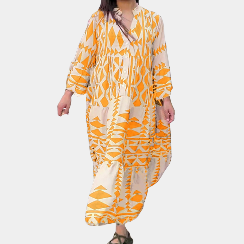 Relaxed Fit V Neck Maxi Dress Floral Print