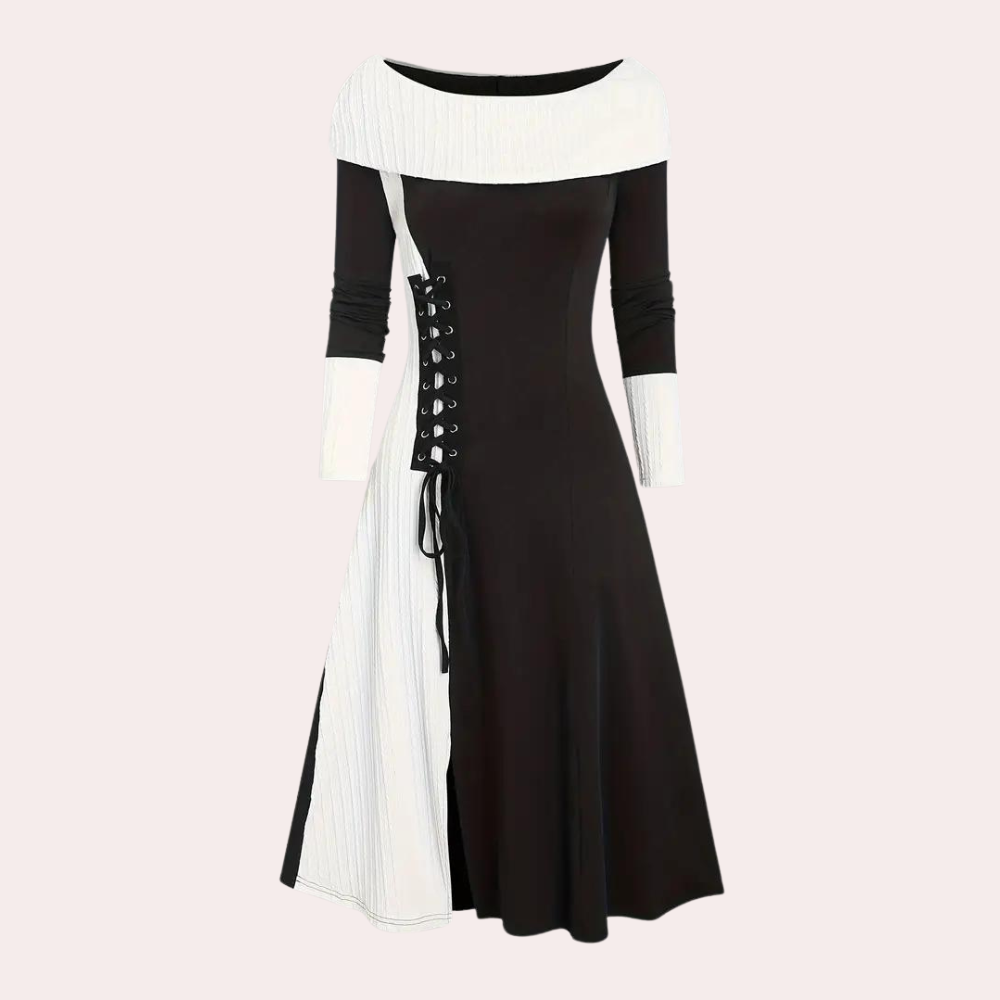 Casual Two Tone A Line Dress for Women - Nocini