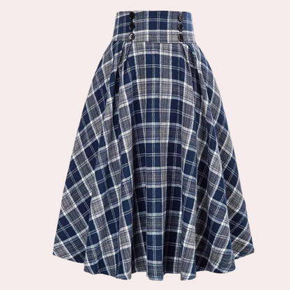 Flared High Waisted Check Plaid Mini Skirt