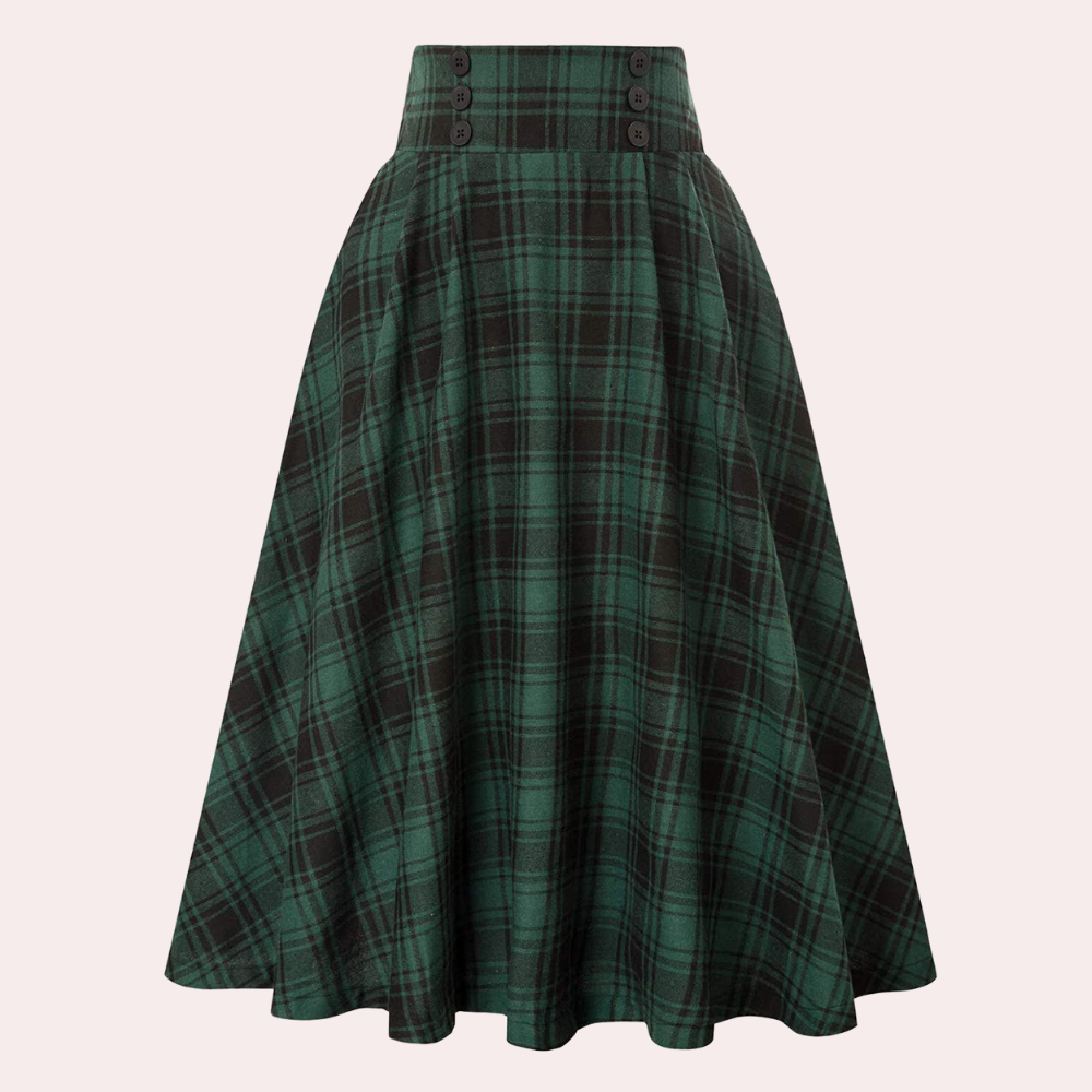 Flared High Waisted Check Plaid Mini Skirt