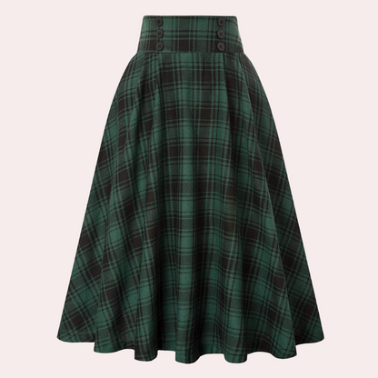 Flared High Waisted Check Plaid Mini Skirt