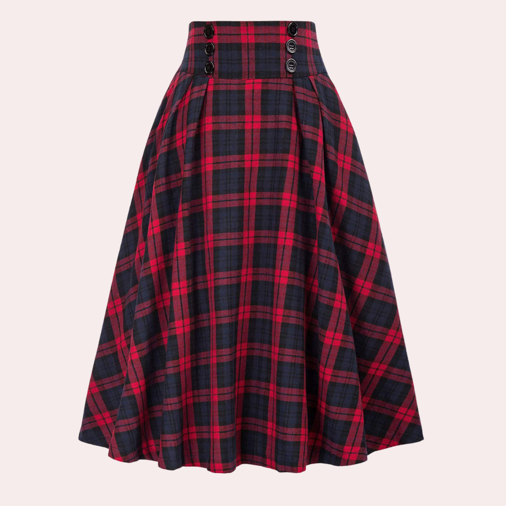Flared High Waisted Check Plaid Mini Skirt
