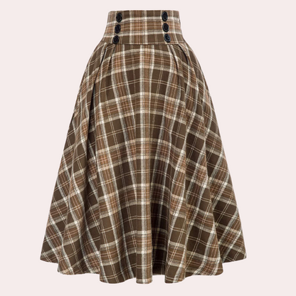 Flared High Waisted Check Plaid Mini Skirt