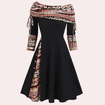 Fashionable Off Shoulder A-Line Dress for Women - Nocini