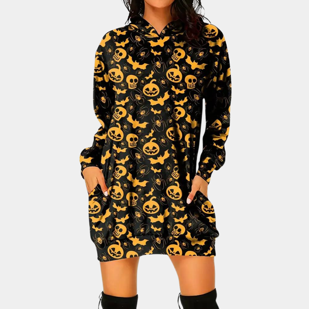 Comfy Women's Hooded Sweatshirt Dress with Pockets - Nocini