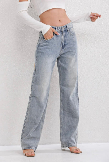 Distressed Classic Straight Leg Jeans