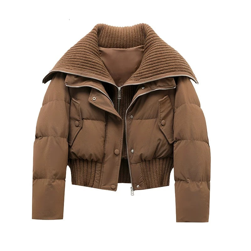 Warm Quilted Down Jacket | Oversized High Neck Coat