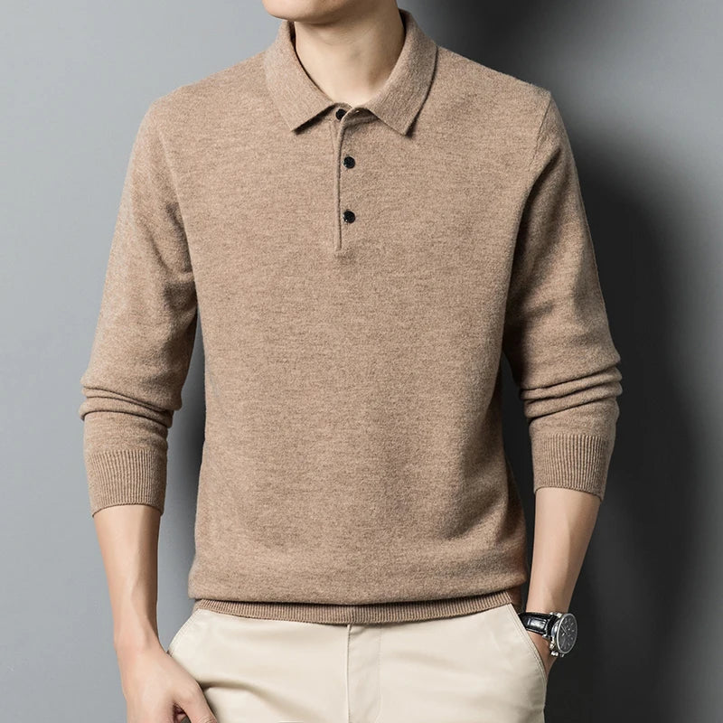 Classic Men's Wool Polo Sweater